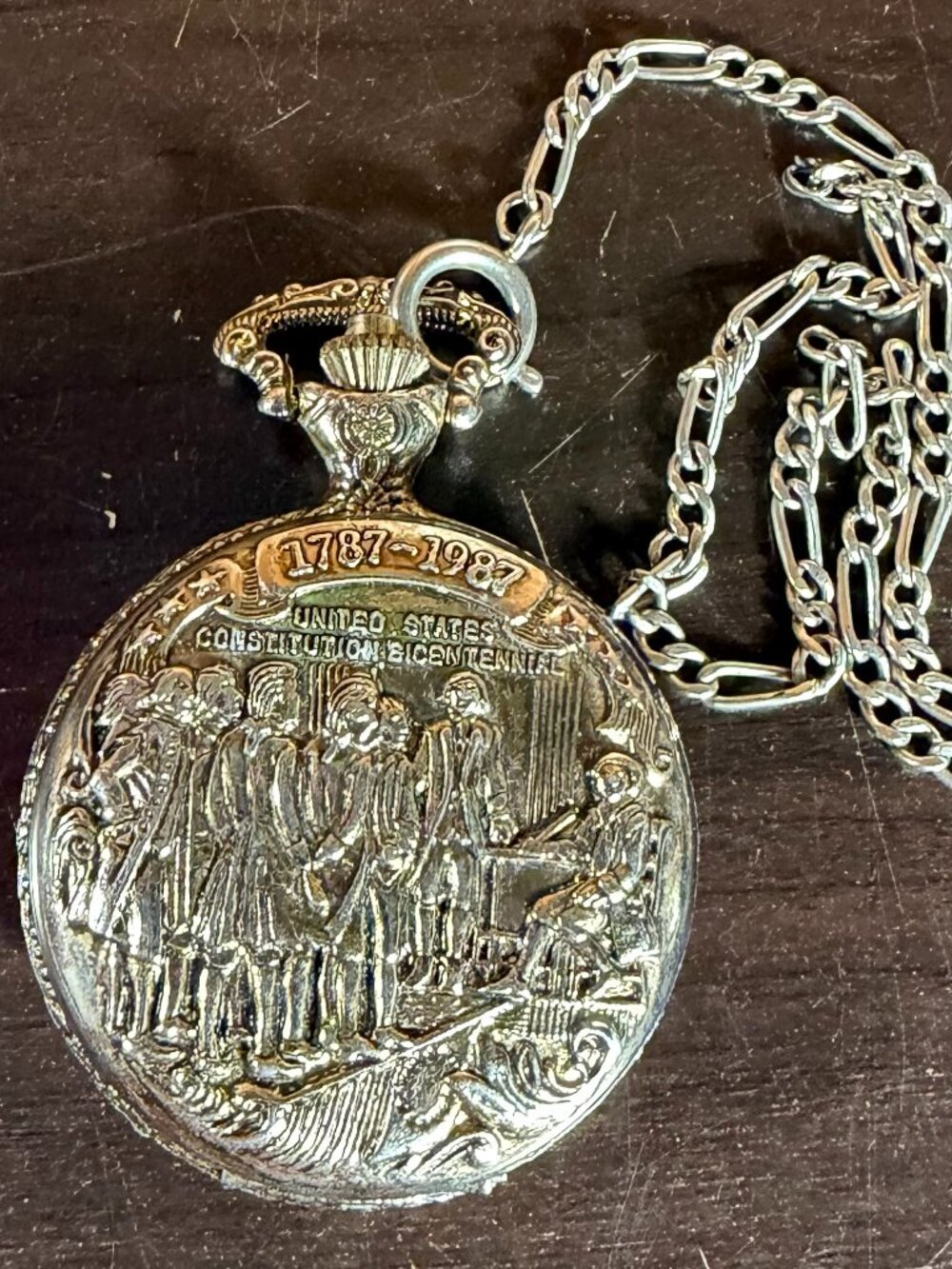 Vintage 1987 Elegance US Constitution Bicentennial Pocket Watch - Untested